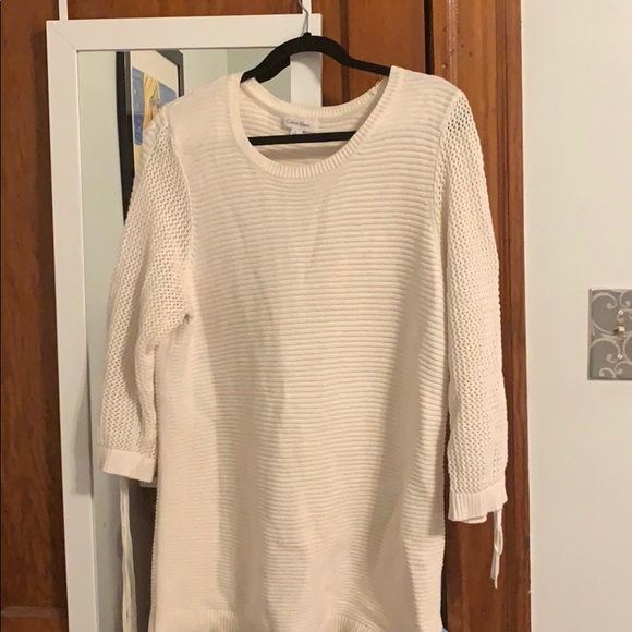 Calvin Klein white tie up sweater large - Picture 6 of 6